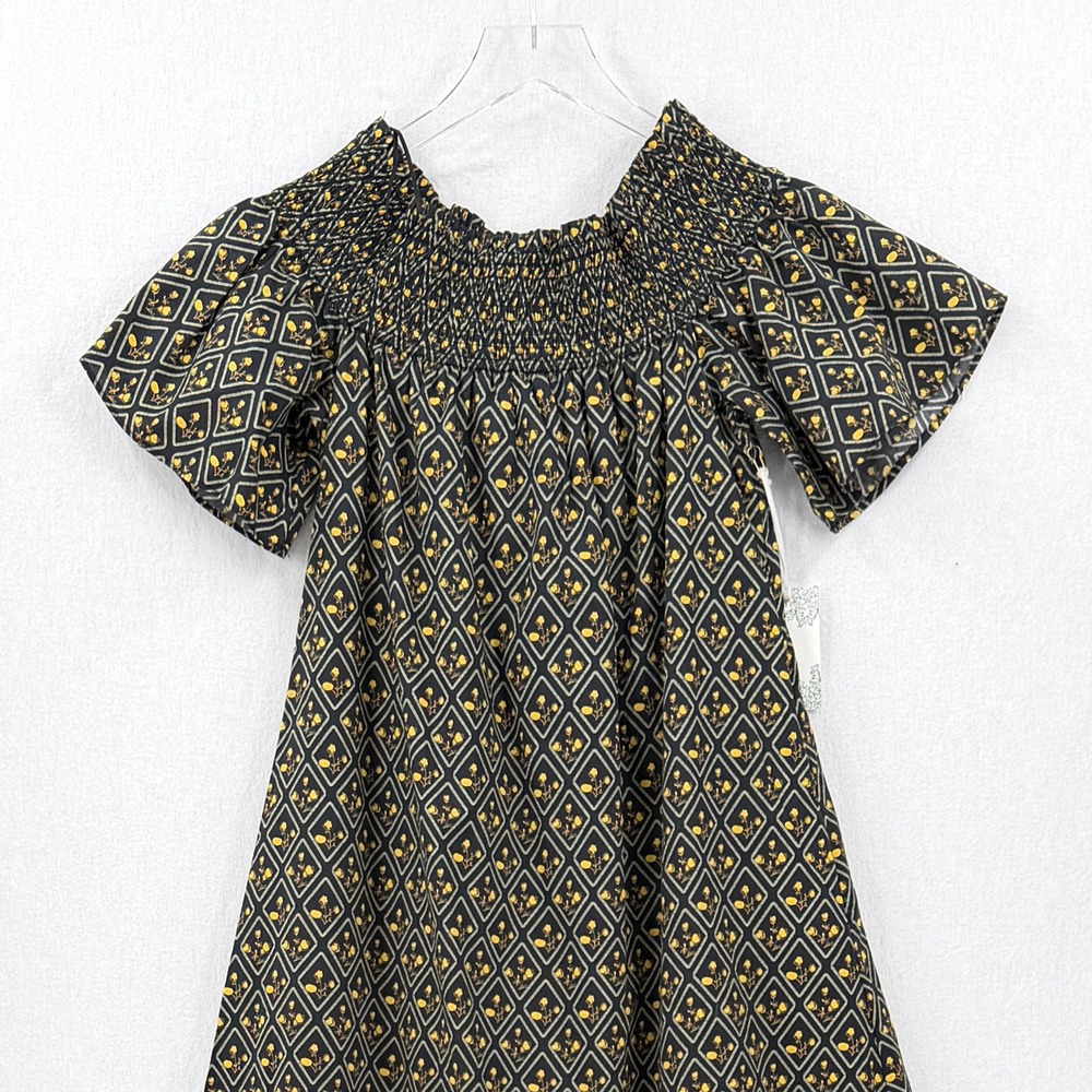 HYACINTH HOUSE Dress Small Black Floral Smocked Off The Shoulder Tuckernuck NEW - Picture 6 of 16